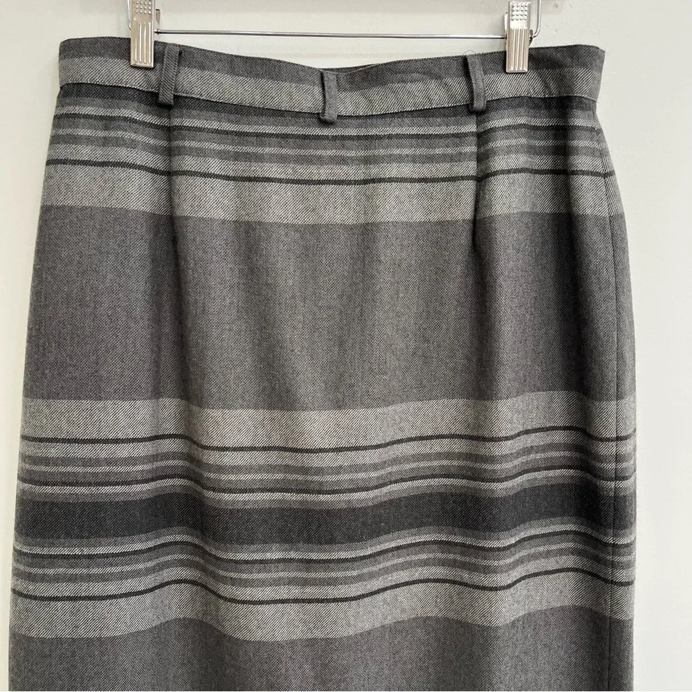 Vintage Lauren Ralph Lauren Wool Gray Wrap Skirt Maxi Blanket Skirt Size 14 - Picture 9 of 12